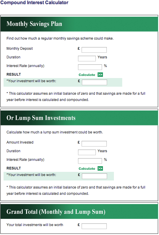 Compound interest calcualtor